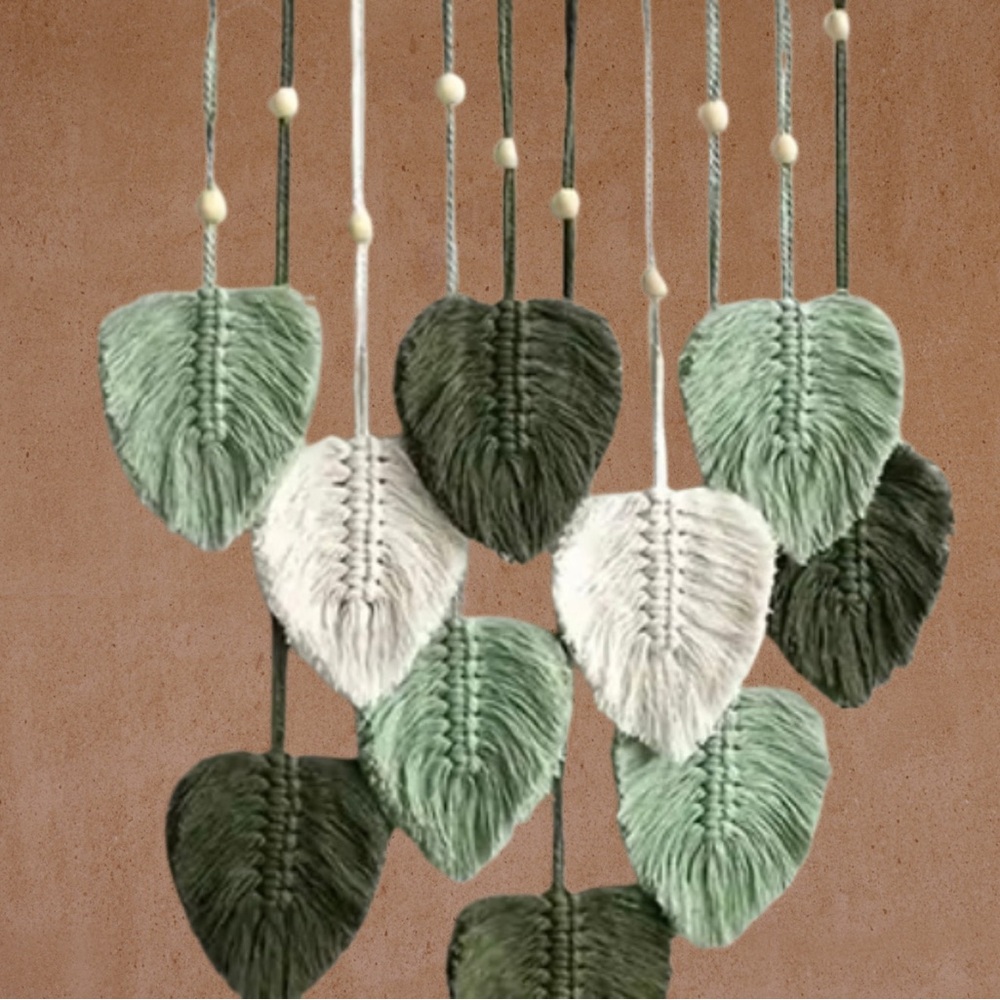 Green and Cream Tapestry with Heart-Shaped Leaves